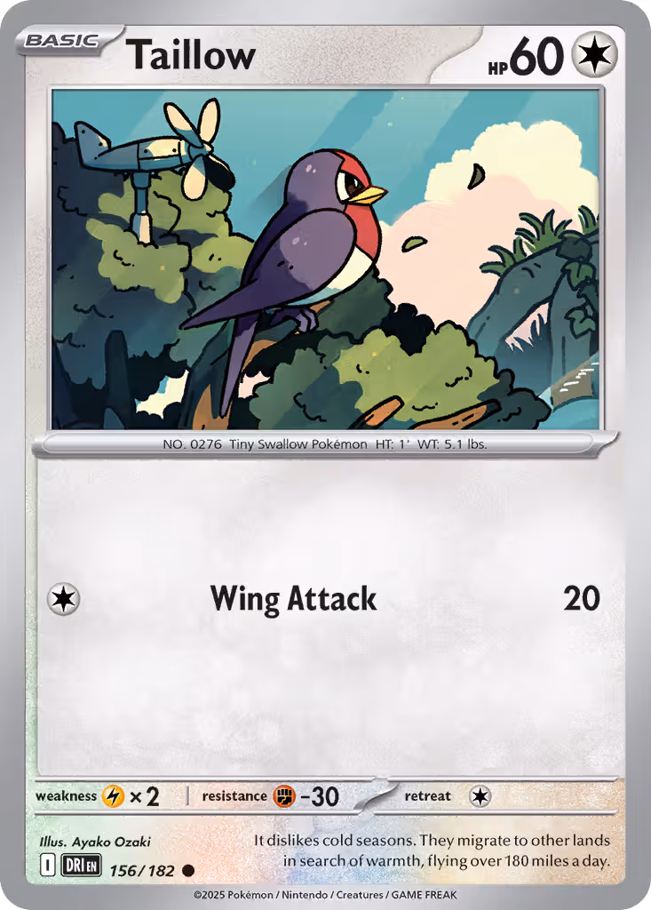 Taillow 156/182 Pokemon card