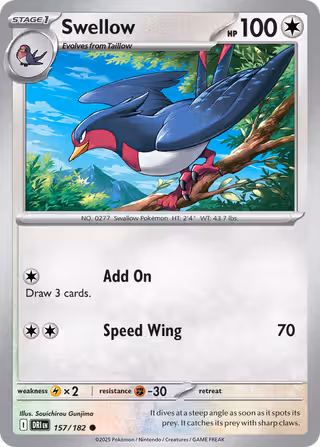 Swellow 157/182 Pokemon card