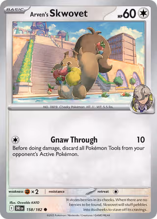 Arven's Skwovet 158/182 Pokemon card