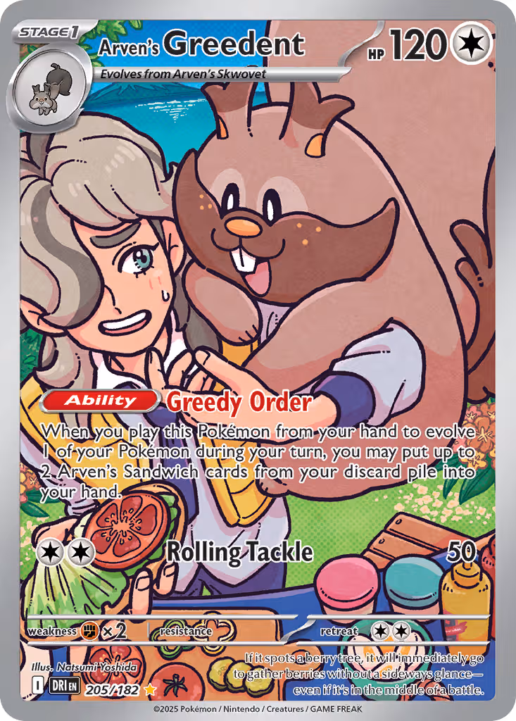 Arven's Greedent 205/182 Pokemon card