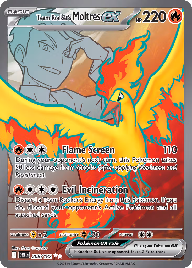 Team Rocket's Moltres ex 208/182 Pokemon card