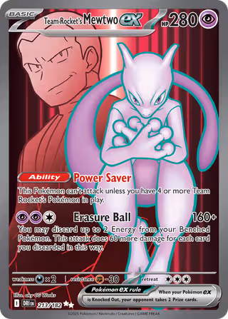 Team Rocket's Mewtwo ex 213/182 Pokemon card
