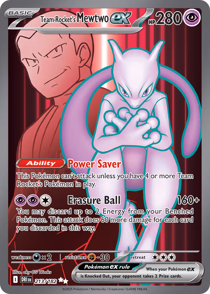 Team Rocket's Mewtwo ex 213/182 Pokemon card
