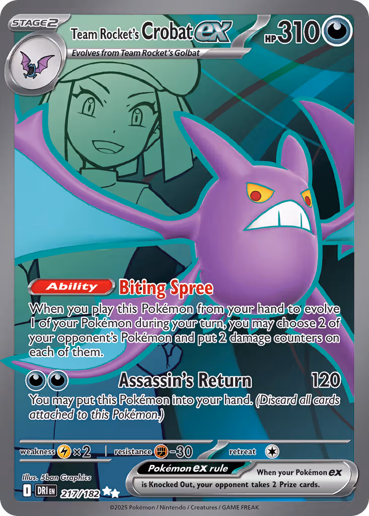 Team Rocket's Crobat ex 217/182 Pokemon card