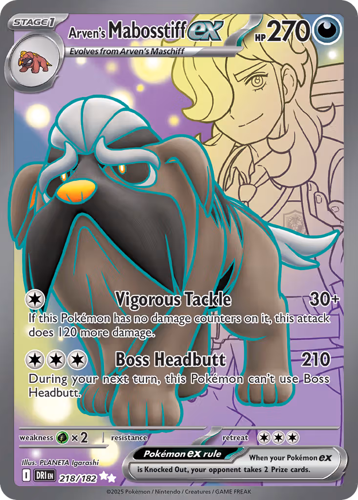 Arven's Mabosstiff ex 218/182 Pokemon card