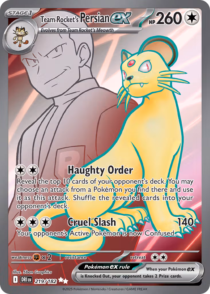 Team Rocket's Persian ex 219/182 Pokemon card