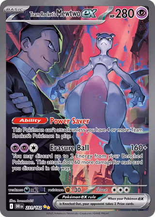 Team Rocket's Mewtwo ex 231/182 Pokemon card