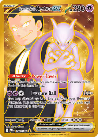 Team Rocket's Mewtwo ex 240/182 Pokemon card