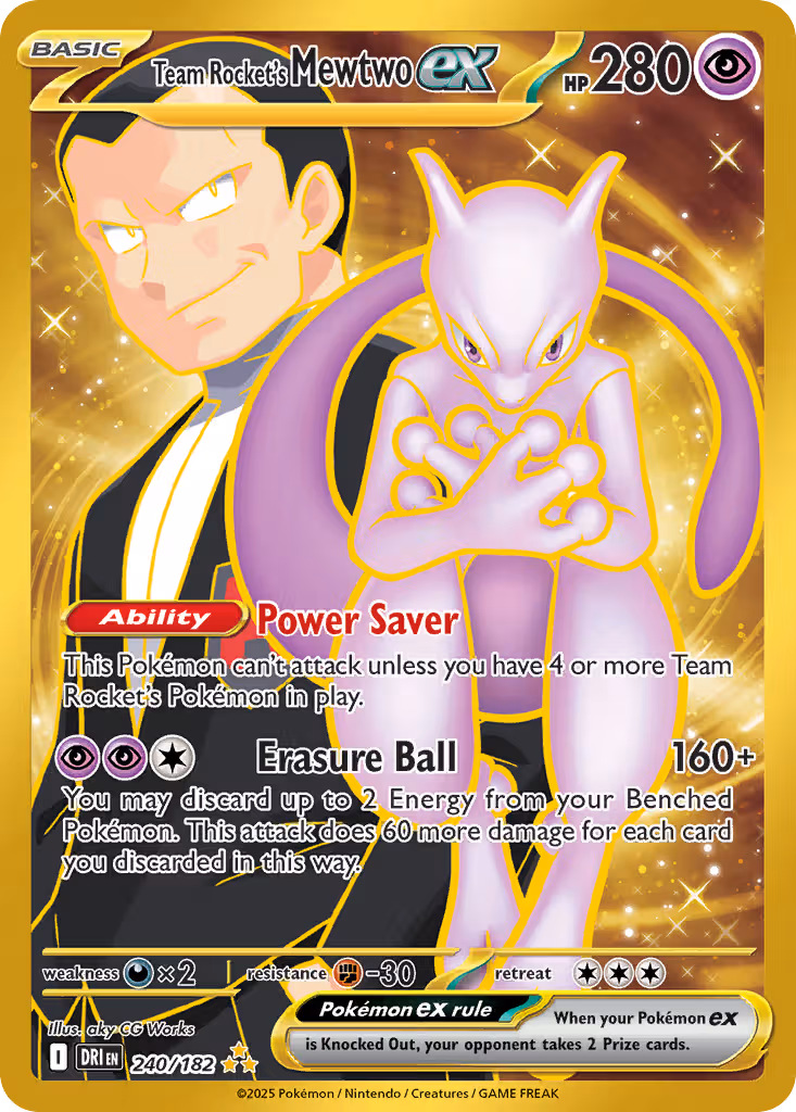 Team Rocket's Mewtwo ex 240/182 Pokemon card