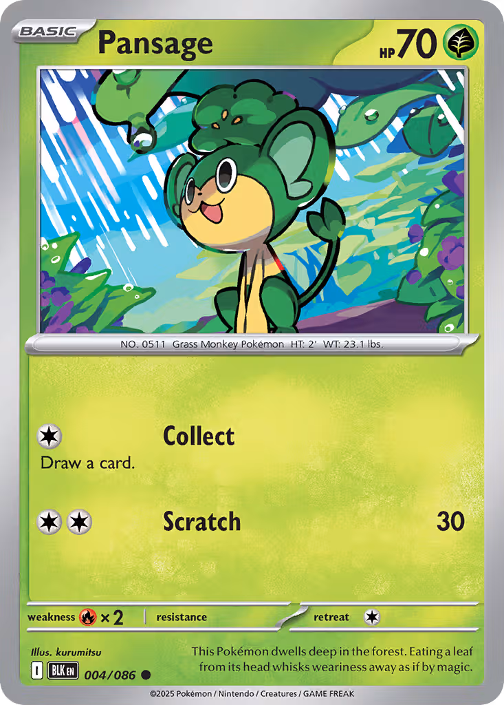 Pansage 4/86 Pokemon card