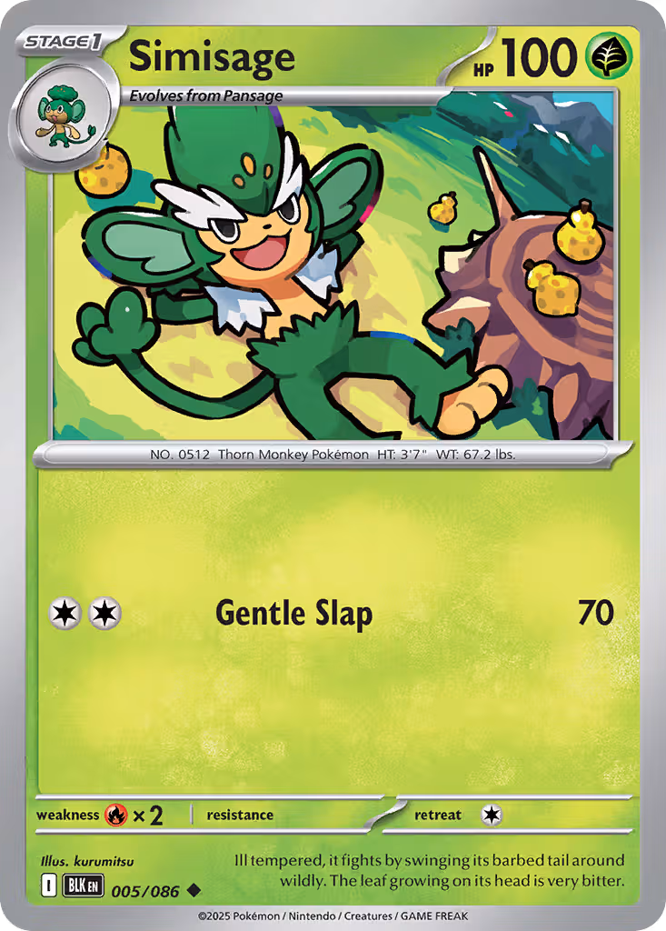 Simisage 5/86 Pokemon card