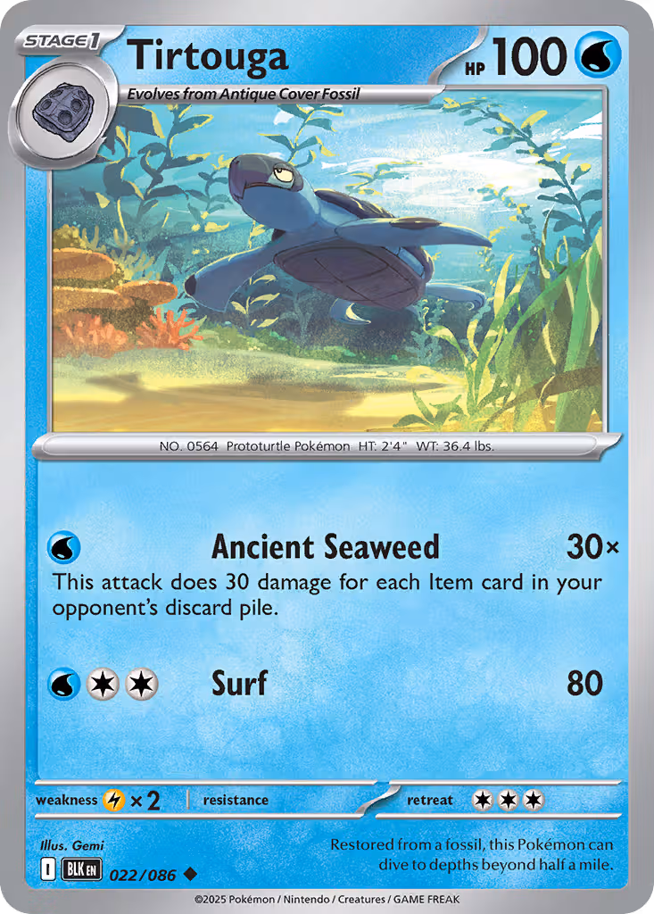 Tirtouga 22/86 Pokemon card
