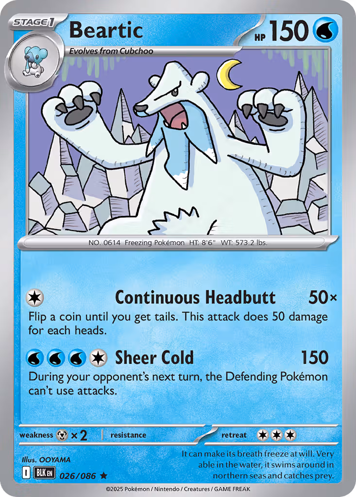 Beartic 26/86 Pokemon card