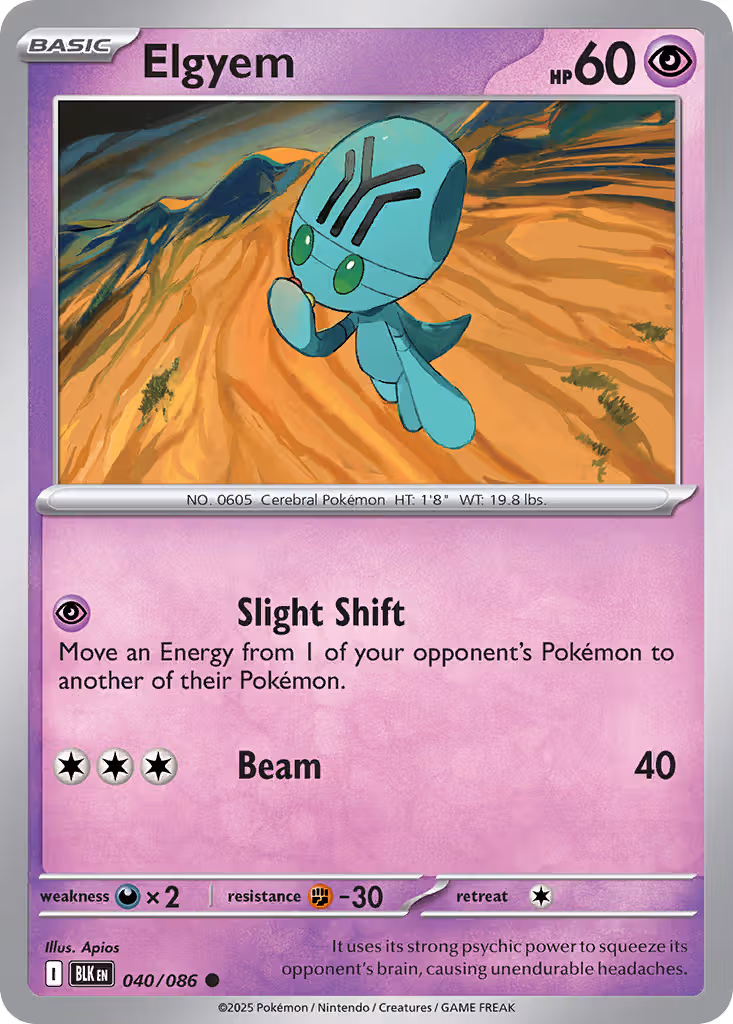Elgyem 40/86 Pokemon card