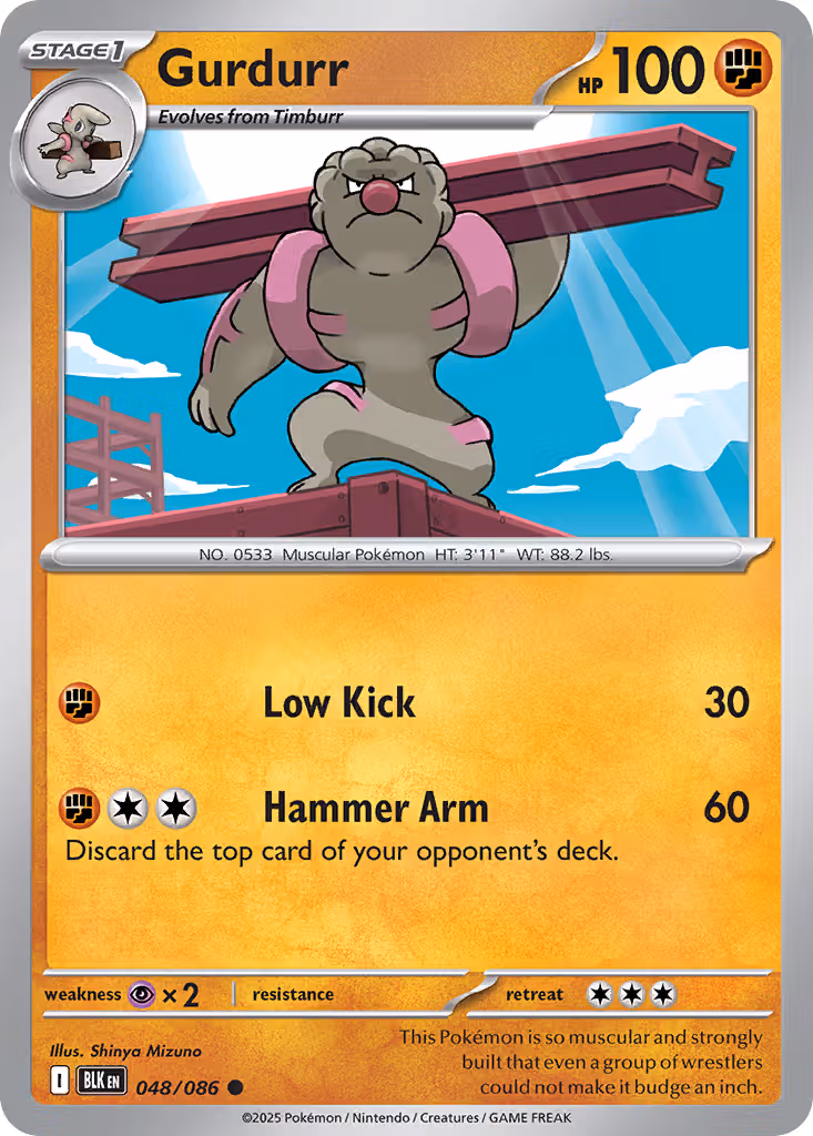 Gurdurr 48/86 Pokemon card
