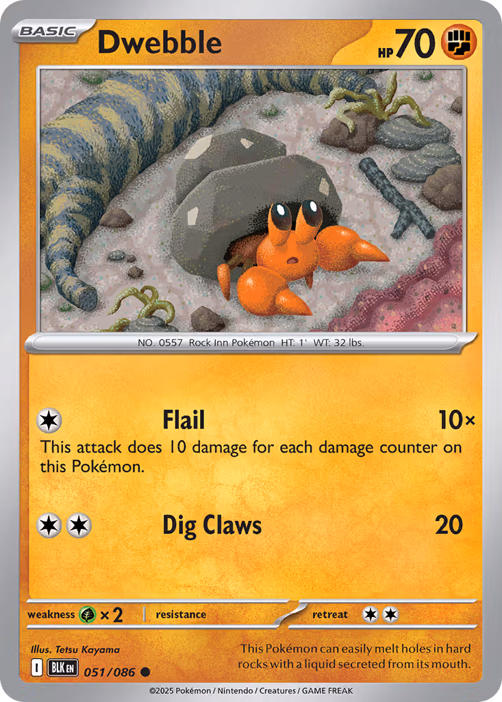 Dwebble 51/86 Pokemon card