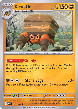 Crustle 52/86 Pokemon card