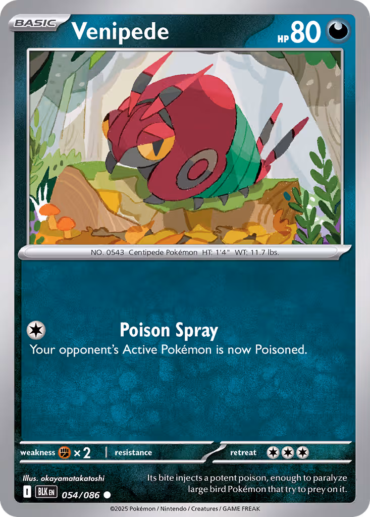 Venipede 54/86 Pokemon card