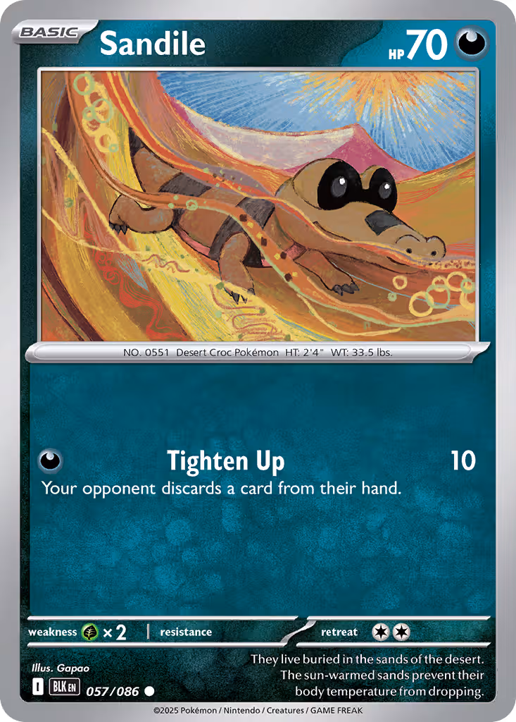 Sandile 57/86 Pokemon card
