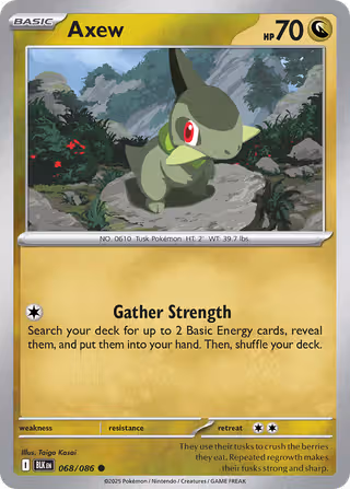 Axew 68/86 Pokemon card