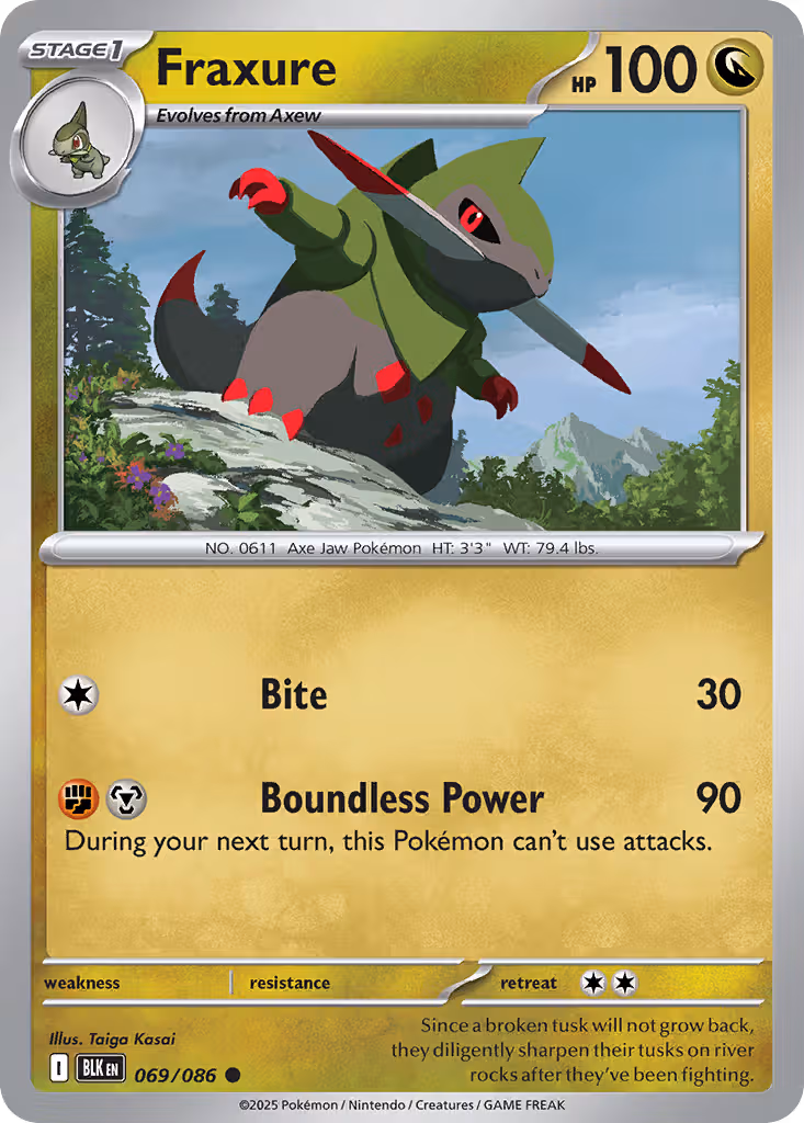 Fraxure 69/86 Pokemon card