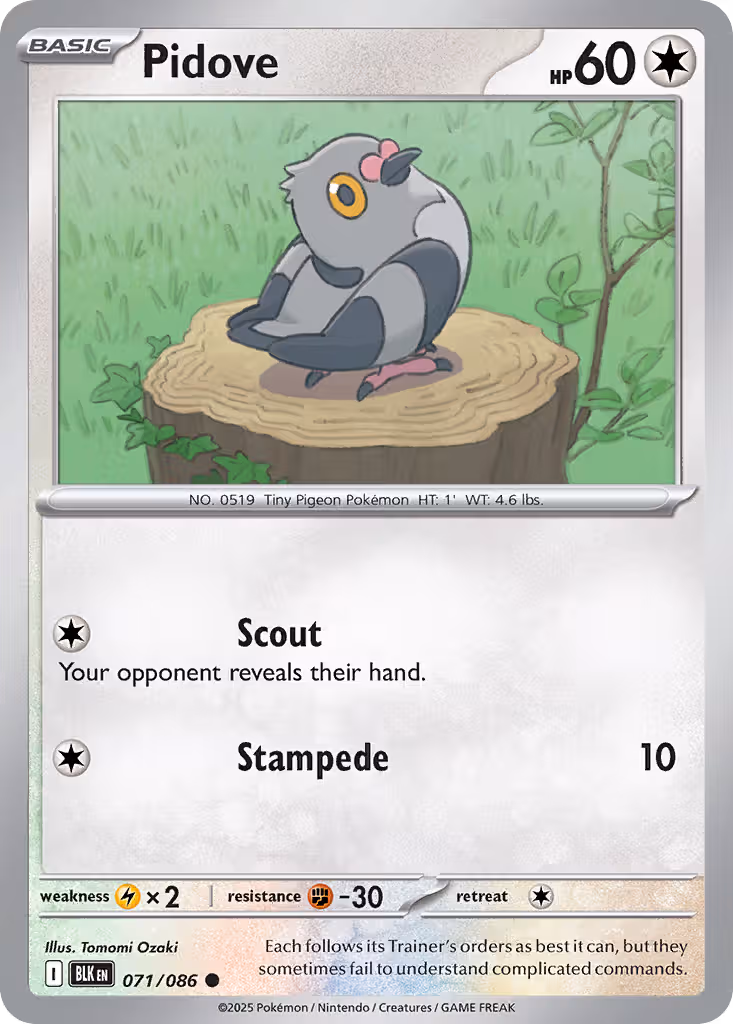 Pidove 71/86 Pokemon card