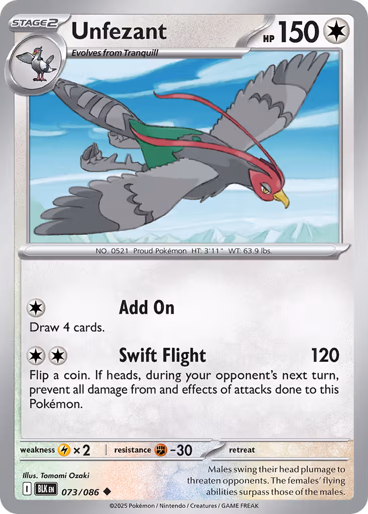 Unfezant 73/86 Pokemon card