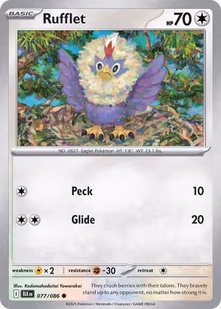 Rufflet 77/86 Pokemon card