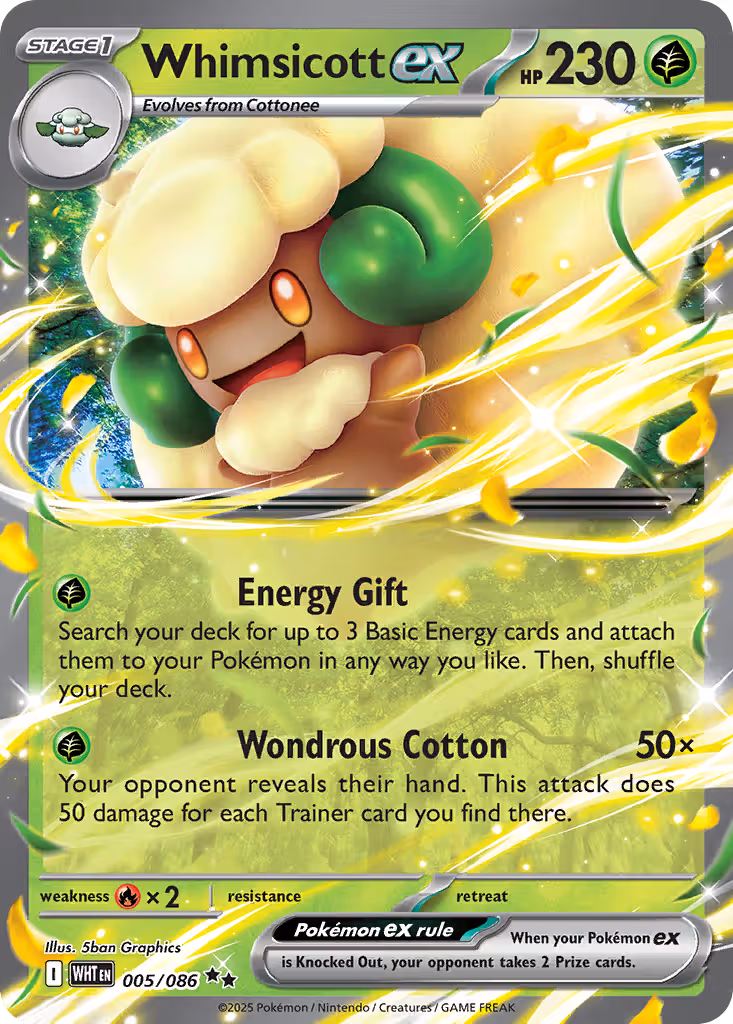 Whimsicott ex 5/86 Pokemon card