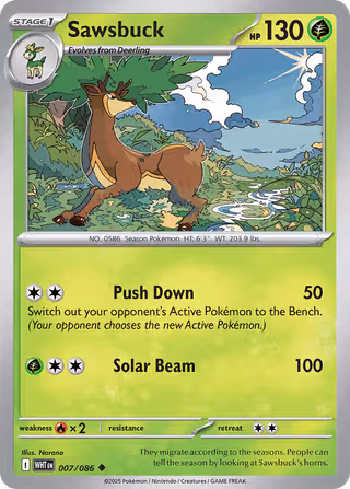 Sawsbuck 7/86 Pokemon card