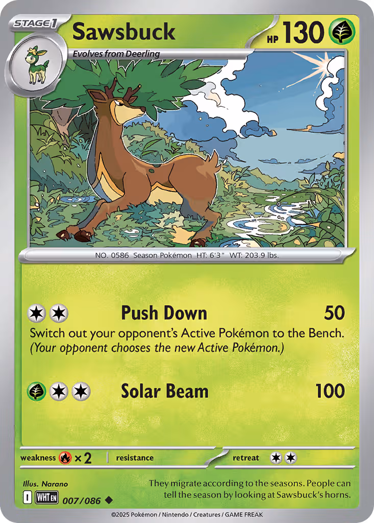 Sawsbuck 7/86 Pokemon card