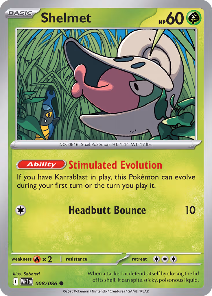 Shelmet 8/86 Pokemon card