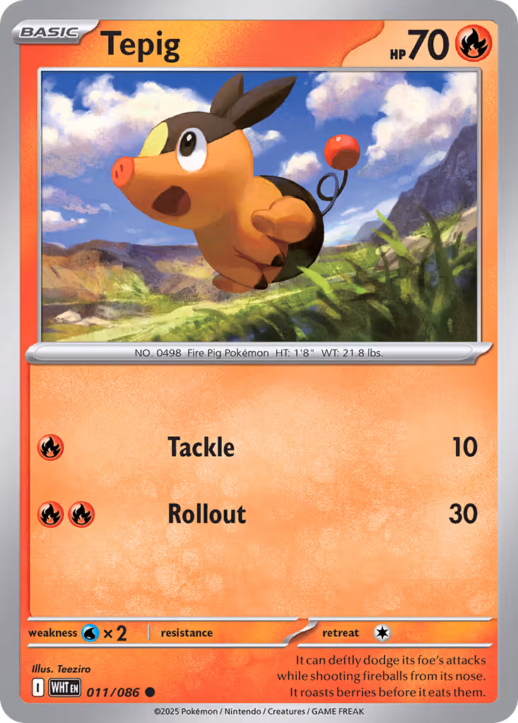 Tepig 11/86 Pokemon card