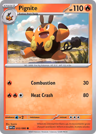 Pignite 12/86 Pokemon card