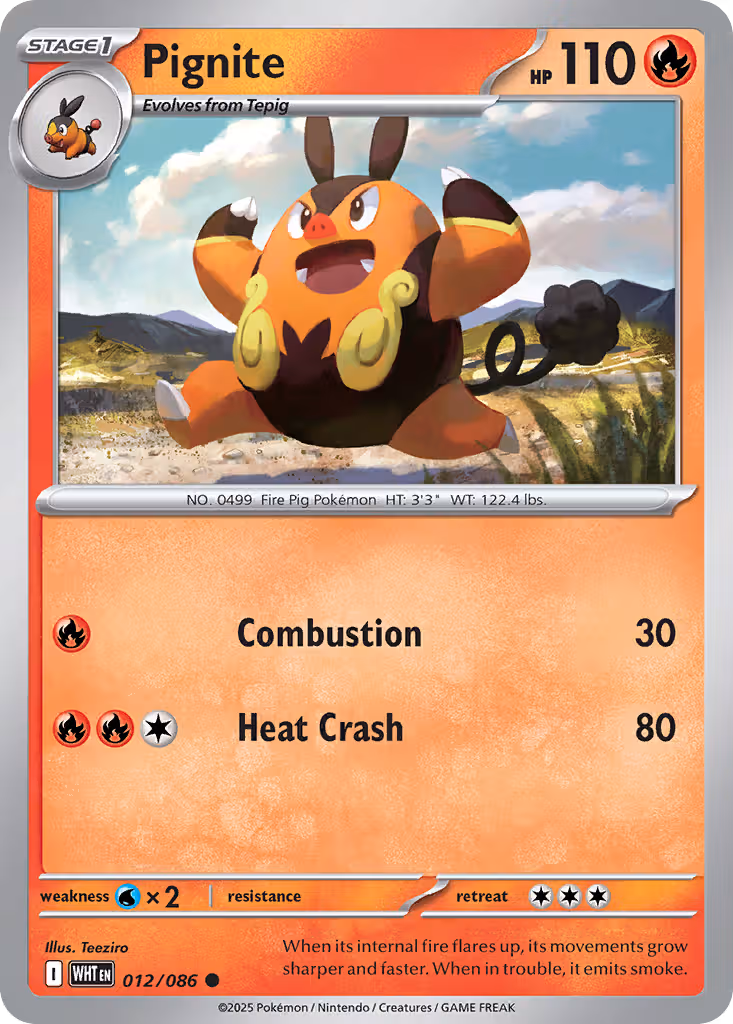 Pignite 12/86 Pokemon card