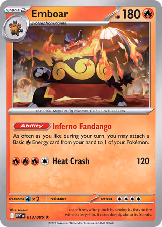 Emboar 13/86 Pokemon card