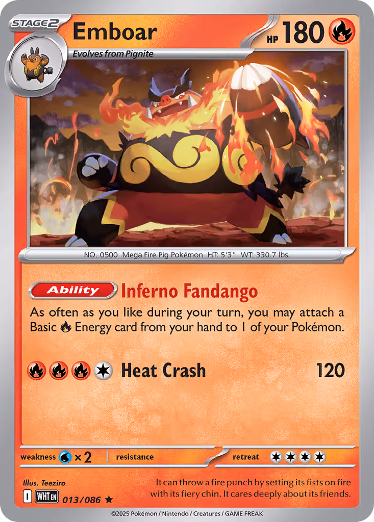 Emboar 13/86 Pokemon card