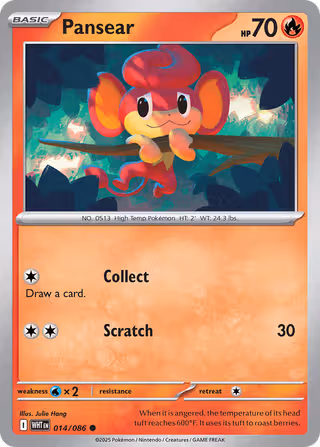 Pansear 14/86 Pokemon card