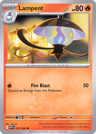 Lampent 17/86 Pokemon card