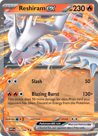 Reshiram ex 20/86 Pokemon card