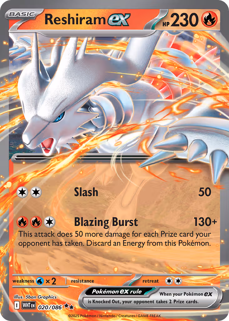 Reshiram ex 20/86 Pokemon card