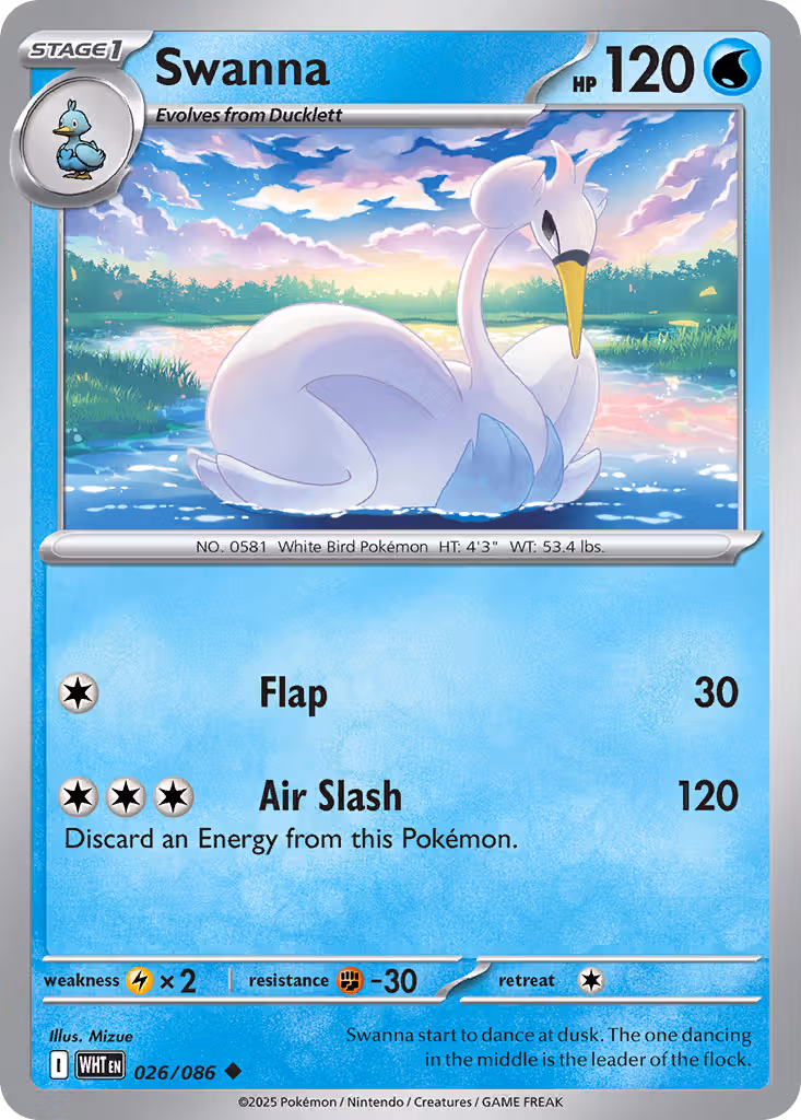 Swanna 26/86 Pokemon card