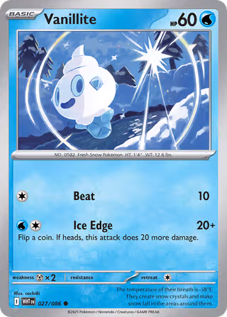 Vanillite 27/86 Pokemon card