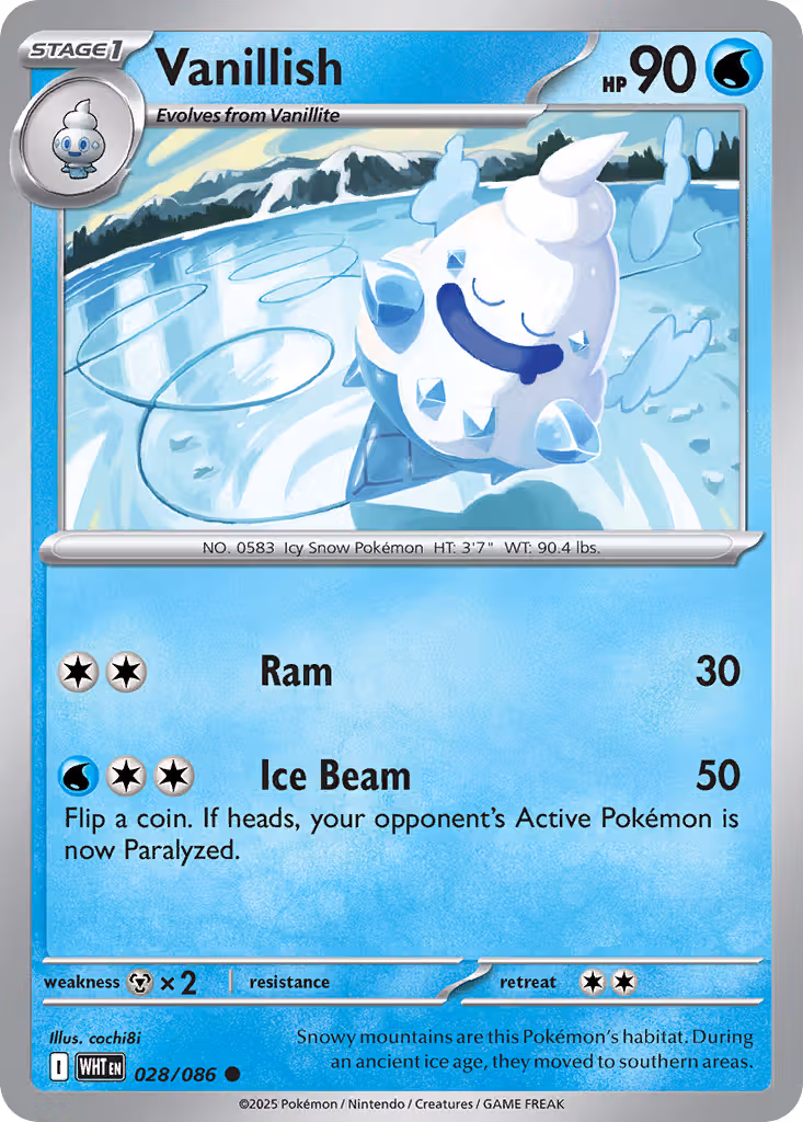 Vanillish 28/86 Pokemon card