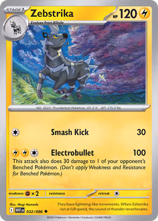 Zebstrika 32/86 Pokemon card
