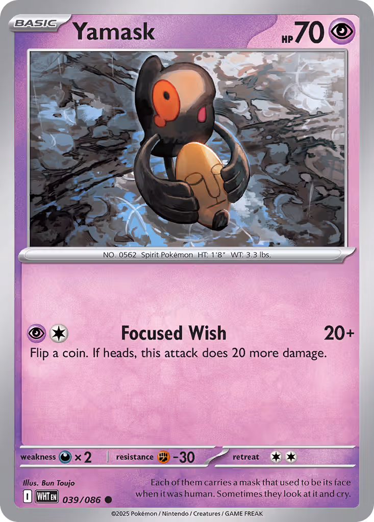 Yamask 39/86 Pokemon card