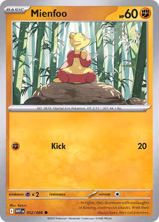 Mienfoo 52/86 Pokemon card