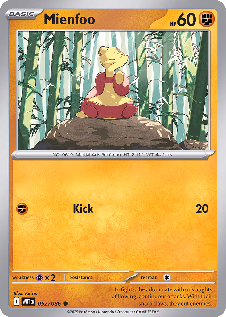 Mienfoo 52/86 Pokemon card