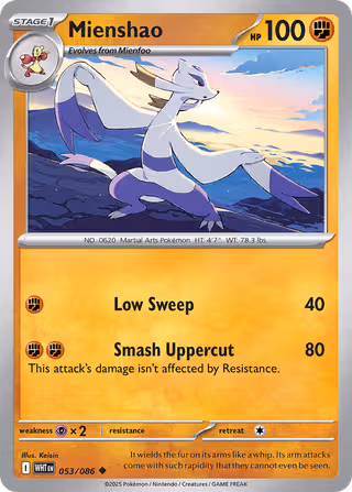 Mienshao 53/86 Pokemon card
