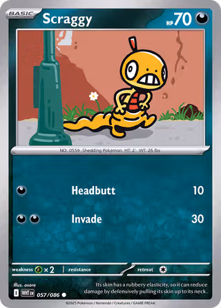 Scraggy 57/86 Pokemon card
